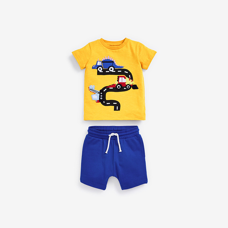Wholesale Kids Clothes Custom Logo Summer Children Sleepwear Two Piece Short Sleeve Pajama Set for Boys Home Wear Suit