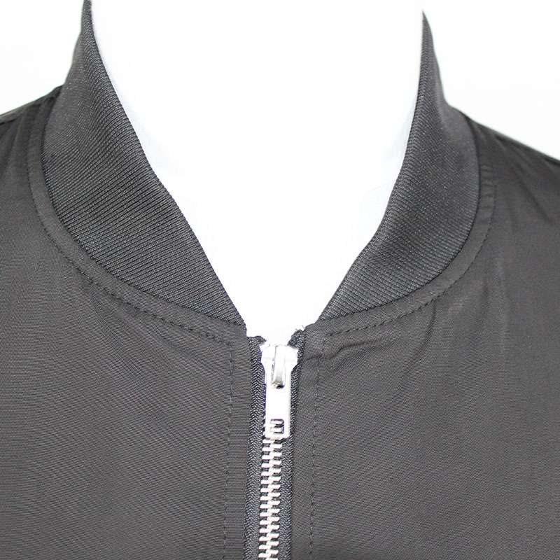 Men's Outerwear Black Poly Windbreaker Sports Casual Zipper Pocket Fashion Bomber Jacket