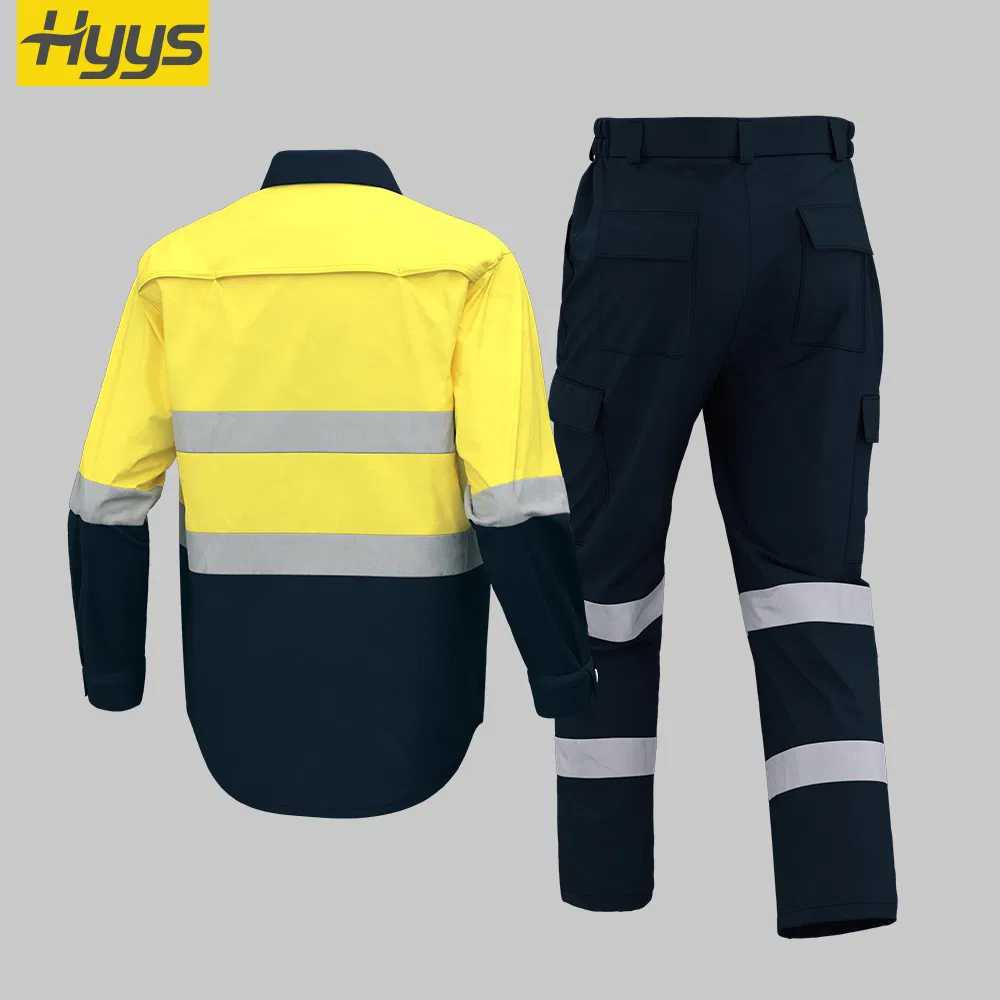 Summer Hi Vis Work Clothes Reflective Strips Men 100% Cotton Workwear