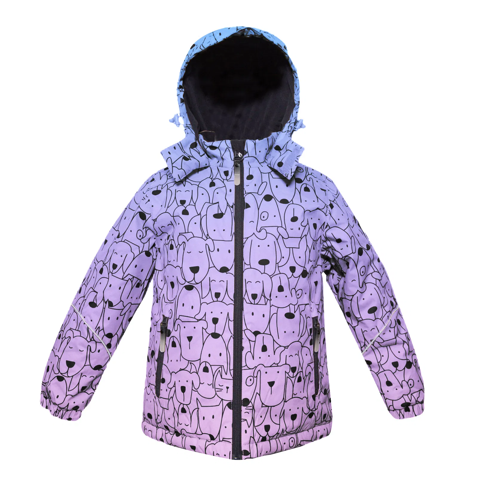 Kids' Light Gradient Hooded Jacket with Cute Dog Print Outdoor Clothes