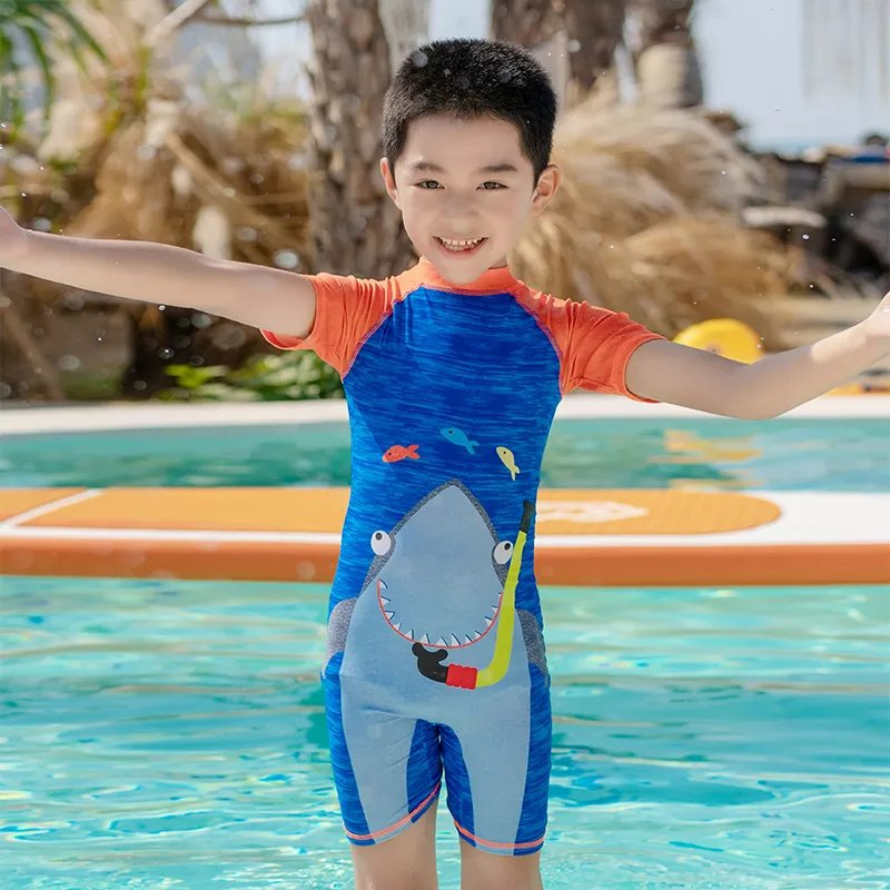 New Fashion Custom Print Boys Sport Beachwear One Piece Swimwear