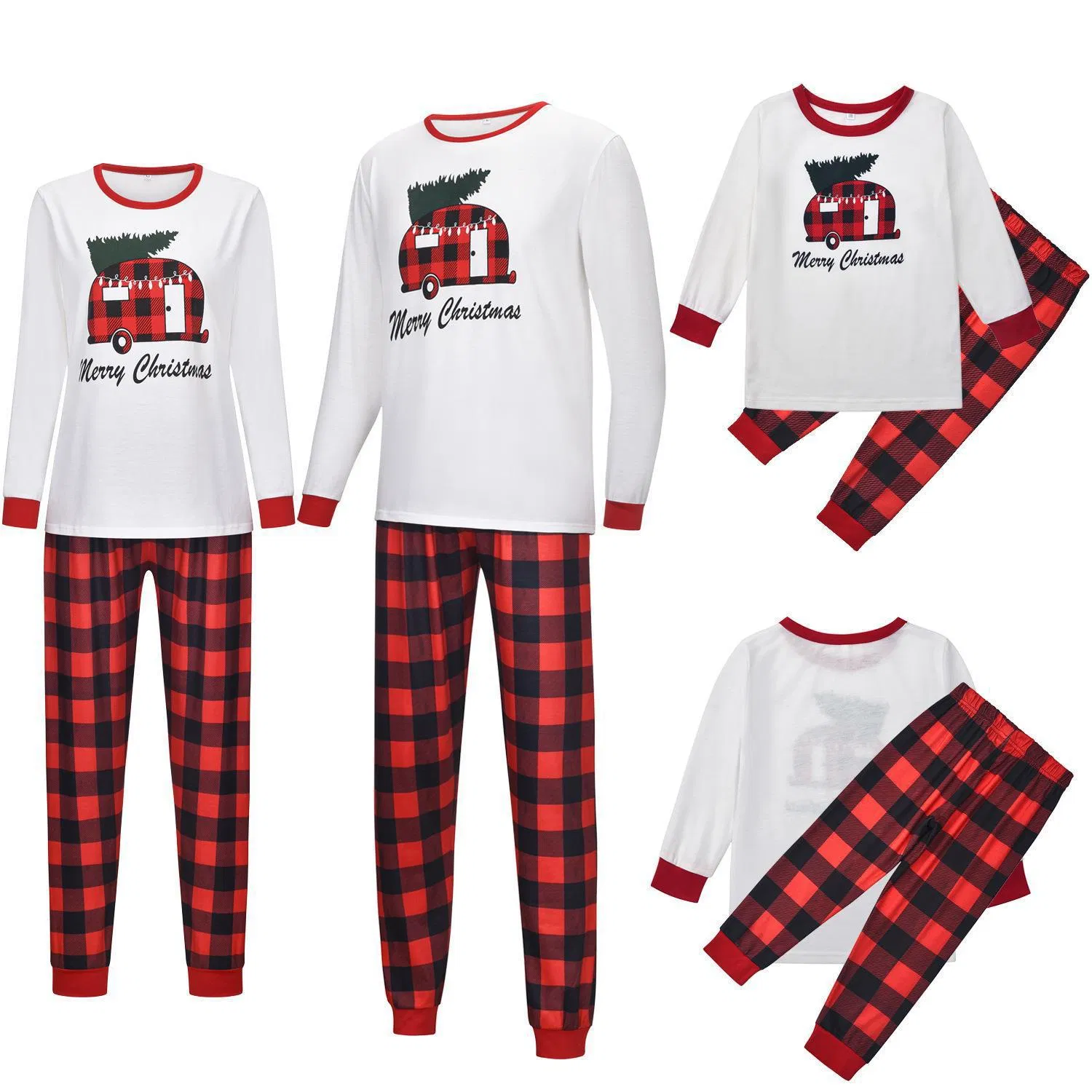 Unisex Xmas Children Baby Kid Girl Boy Cotton Red Checkered Nightwear Pajamas Sleepwear Suit Christmas Parent-Kids Clothes