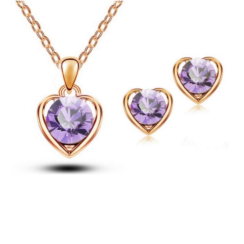 Europe and The United States Fashion Simple Luxury Rhinestone Water Drop Jewel Clavicle Short Necklace Earrings Set All Women Accessories