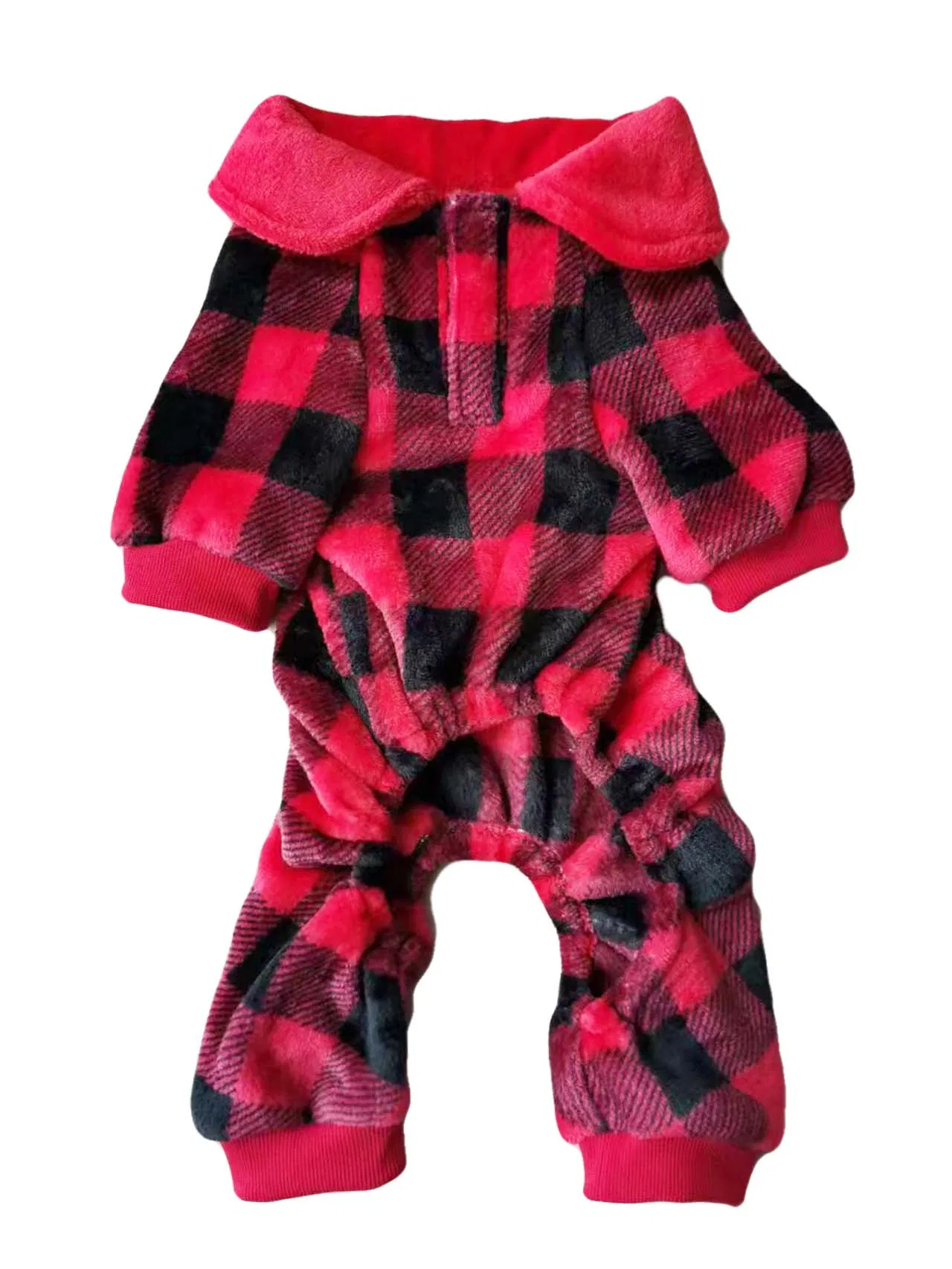 Chriatmas Cozy Velvet Jumpsuit Pullover Dog Sleepwear Pet Pajamas Clothes