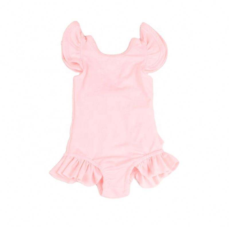 Popular One-Piece Swimwear Fashion Pure Color Casual Beach Resort Bathing One-Piece Backless Bowknot Bikini for Kid Girls Swim