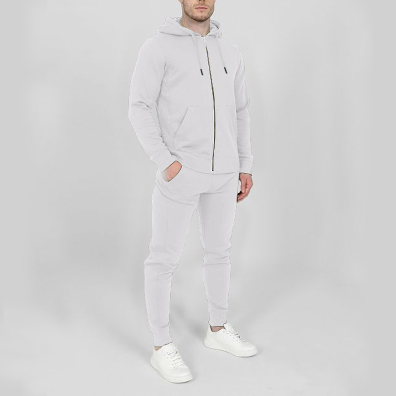 Autumn and Winter Sports Men's Solid Color Fashion Casual Suit Hooded Tracksuit Gym Wear