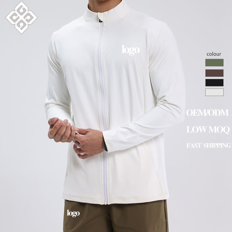 Outdoor Cycling Jacket Men's Stand Collar Solid Color Casual Fashion Running Fitness Training Long Sleeve Gym Wear Shirt