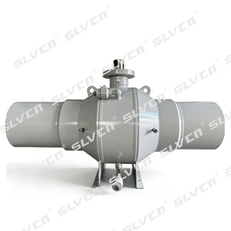 China Suppliers Factory Class 600 Fully Welded Trunnion-Mounted DBB Ball Valve with Pipe Extensions and Gear Operation
