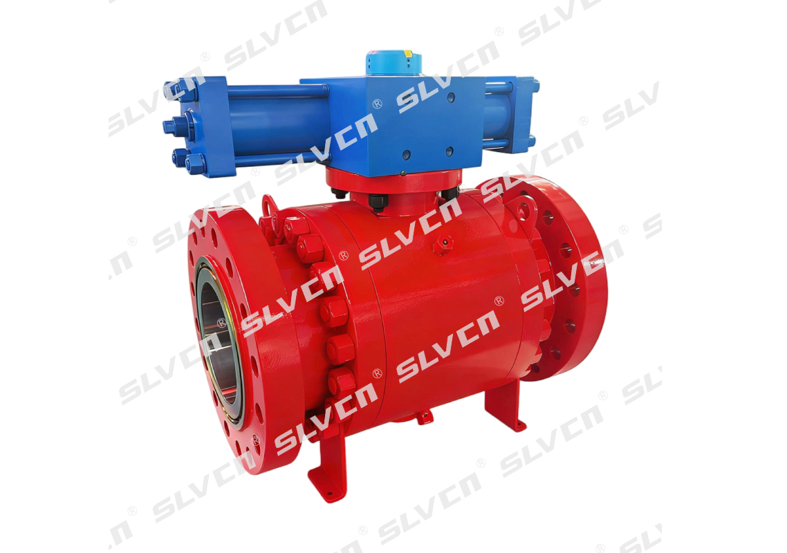 Heavy-Duty Trunnion Mounted Flanged Ball Valve with Double-Acting Actuator