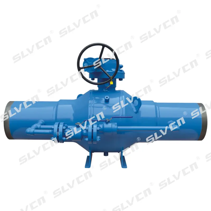 China Suppliers Factory Class 600 Fully Welded Trunnion-Mounted DBB Ball Valve with Pipe Extensions and Gear Operation