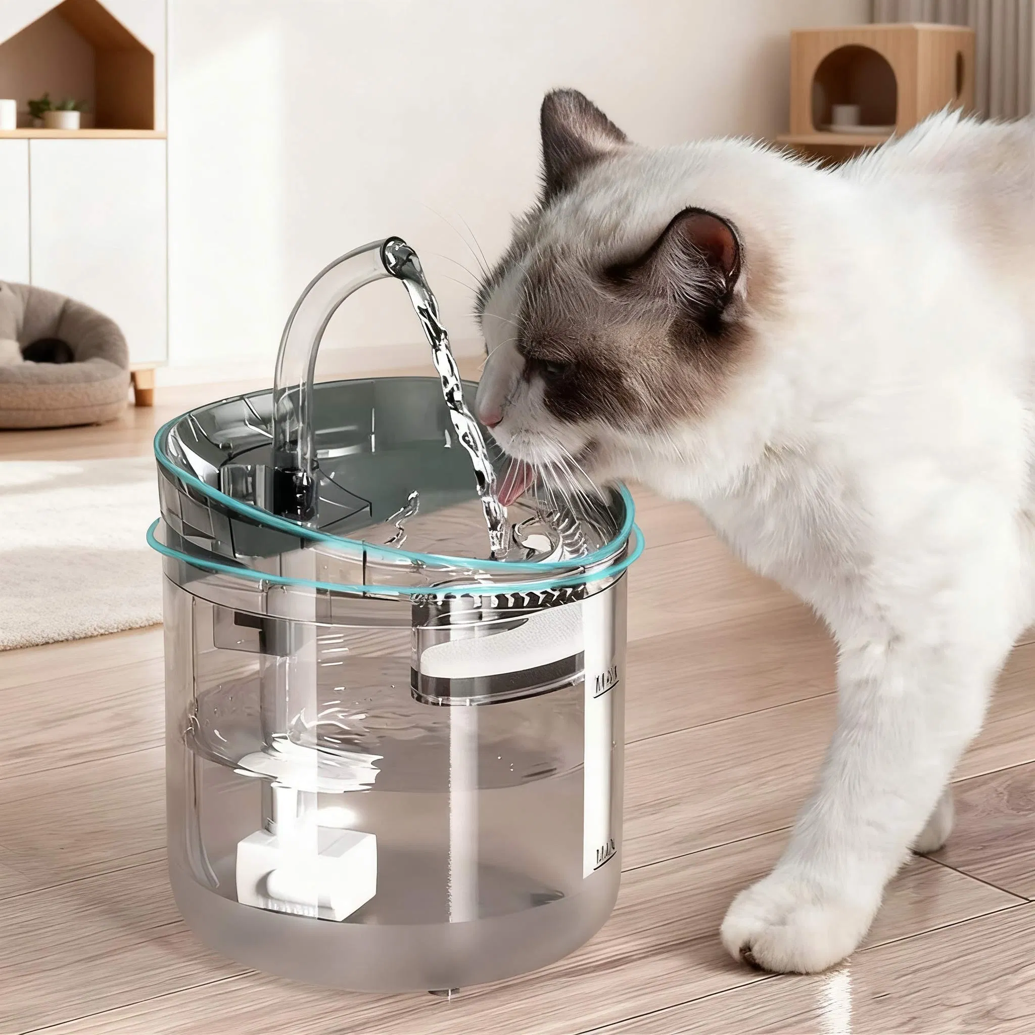 Tuya Smart Pet Water Bowl Dispenser Fountain 2L Automatic Pet Drinking - IR Sensor, Dual-Flow, Ultra-Quiet &amp; Emergency Storage for Cats Dogs