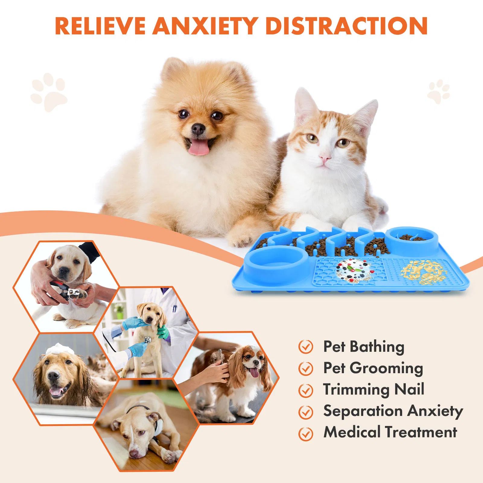 Anti-Anxiety Pet Lick Pad for Bath/Grooming with Slow Feeding Design