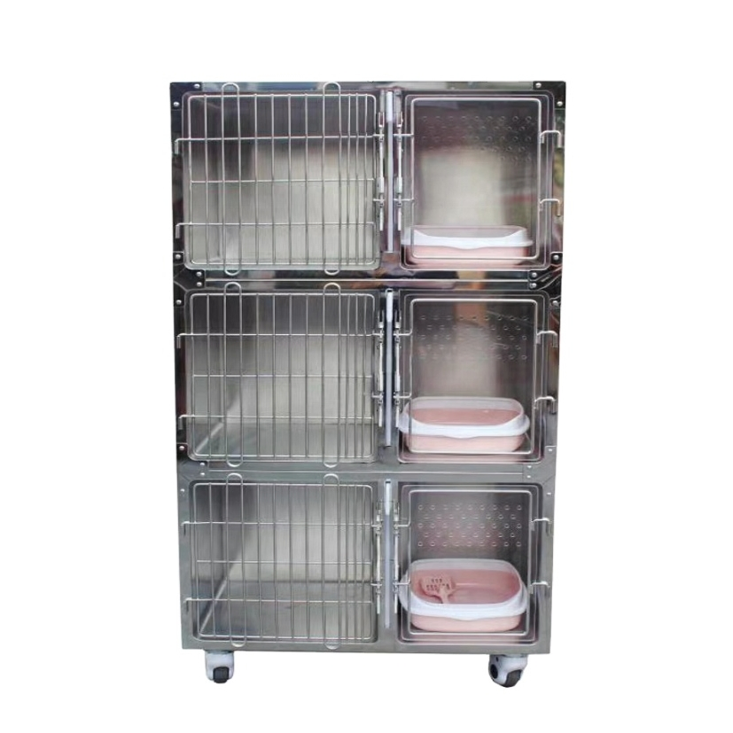 Large Heavy Duty Cat Cage Cats Sustainable Pet House for Cats Doors Stainless Steel 304 with Litter Tray Three-Layer 6 Box