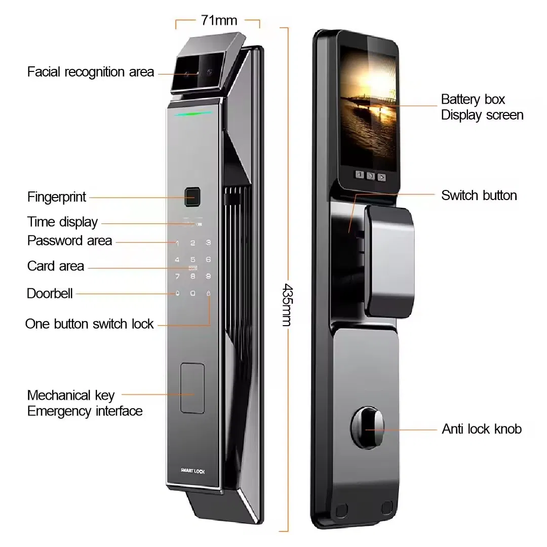 3D Face Recognition Smart Door Lock with Camera Cerradura WiFi Biometric Fingerprint Security Fully Automatic Smart Lock