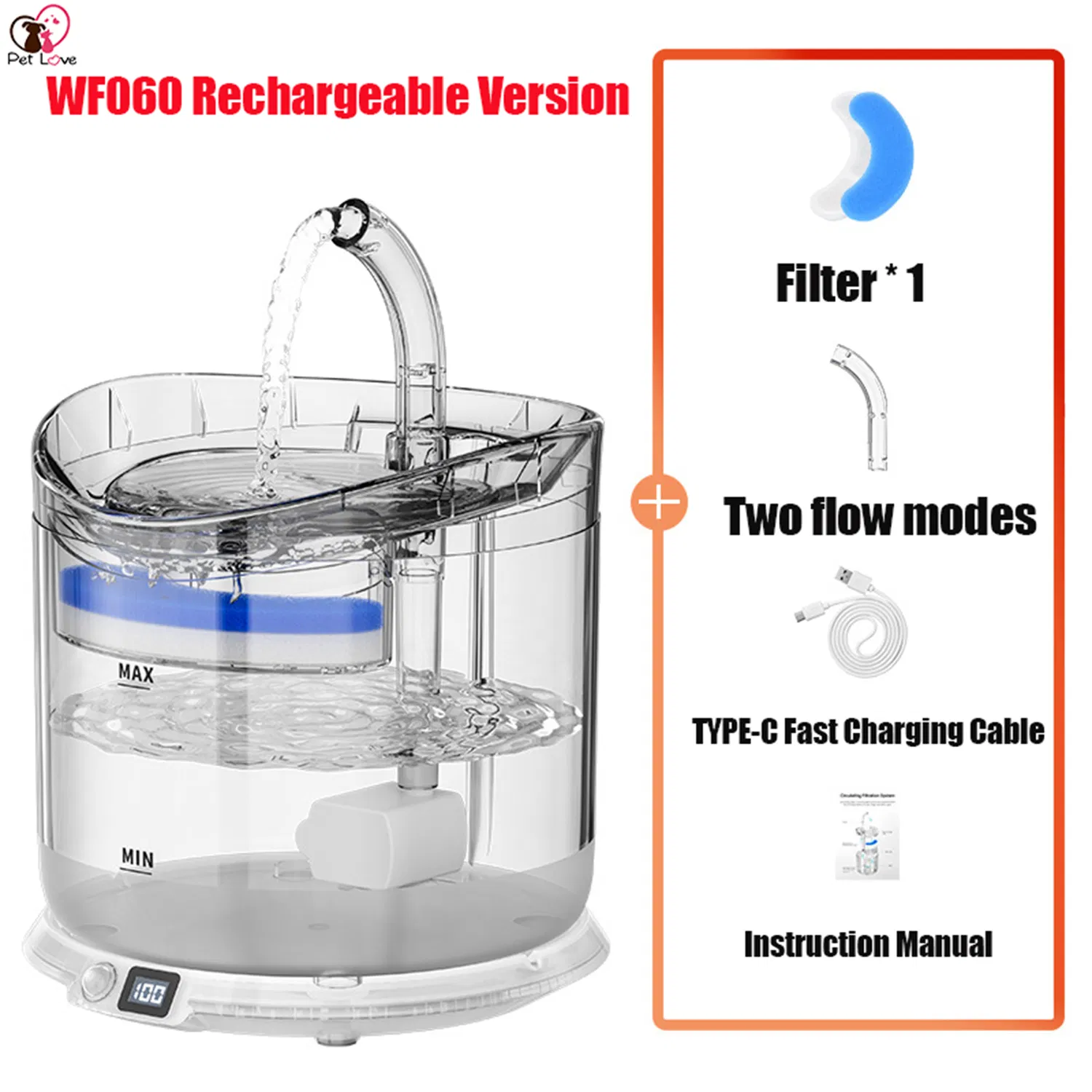 Smart Sensor Pet Water Fountain 2L Rechargeable Dispensador De Agua Para Mascotas