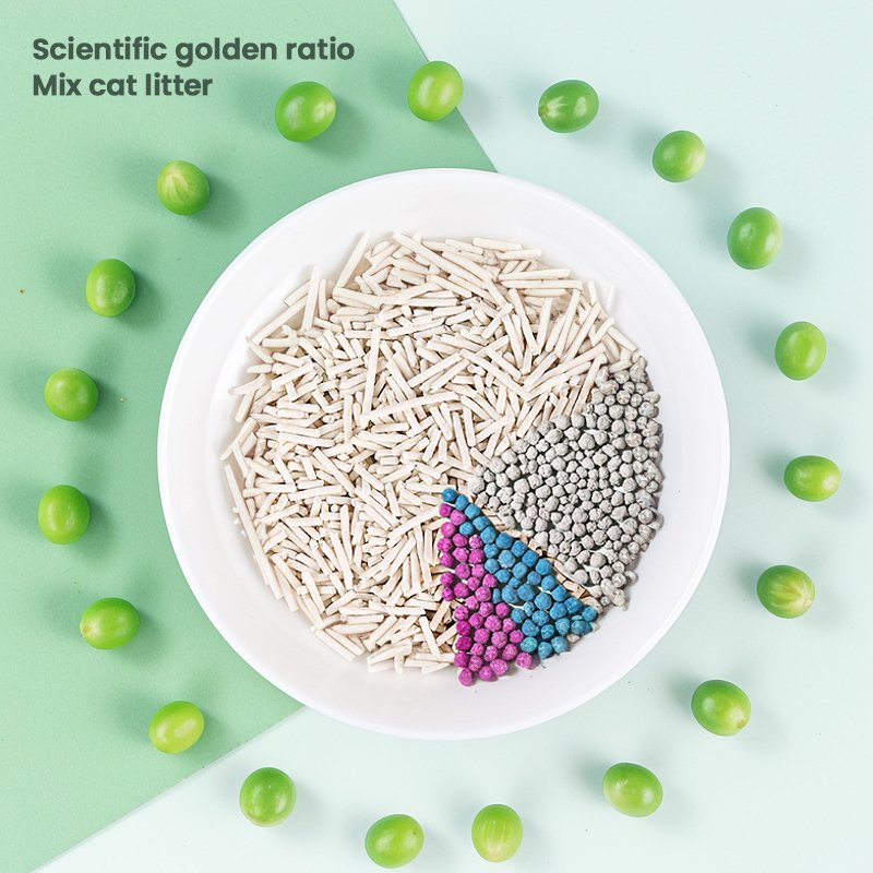Industrial Grade Mixed Cat Litter Manufacturer Bentonite Kitty Litter and Tofu Kitty Sand Antibacterial Deodorising Low Dusting Non Staining Cat Litter