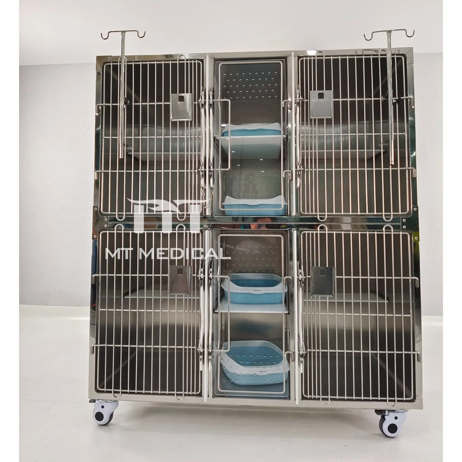 Veterinary Equipment 4 Spaces Cat Cage Pet Animal Contention Stainless Steel Cage for Pets