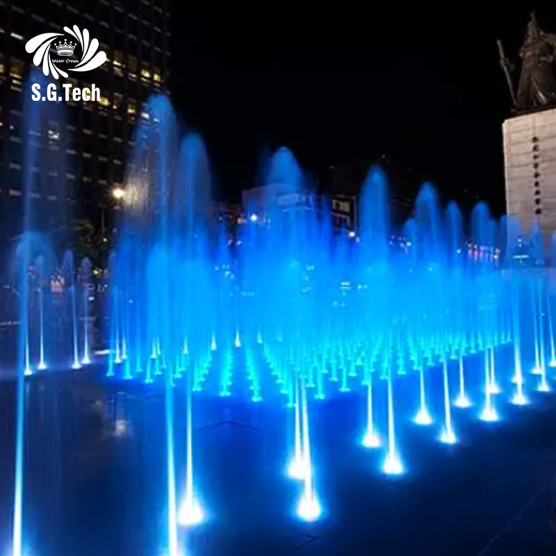 Water Crown Fountain Music Rhythm: High-Tech Dry DMX Fountain Show