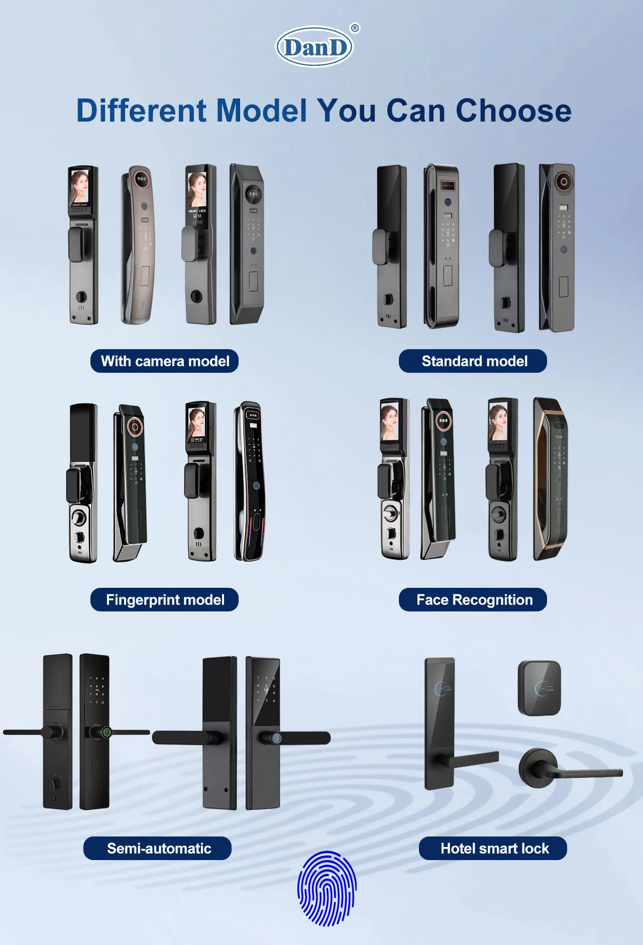 Wholesale Market Keypad Front Door Waterproof Biometric Innovative Fingerprint Handle Smart Electronic Keyless Card Digital Intelligent Hotel Door System Locks