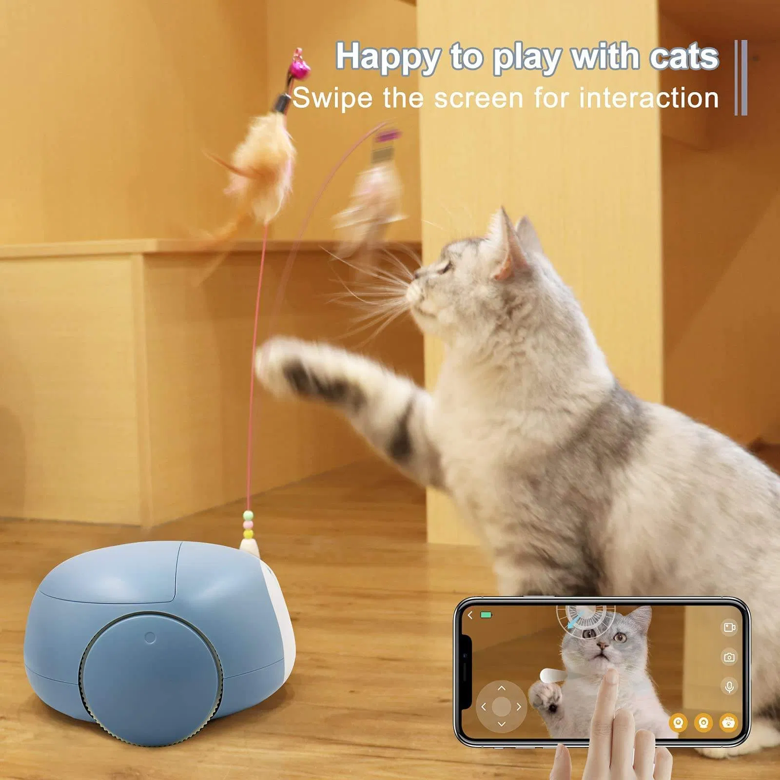 2025 New Automatic Electric Cat Toy with Camera and Remote Treat Dispenser