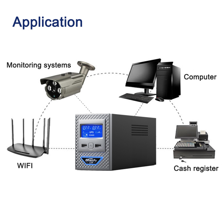 High Quality 1kVA/600W Single-Phase Uninterruptible Power Supply UPS LCD Display Home Backup Power for Computers Wholesale