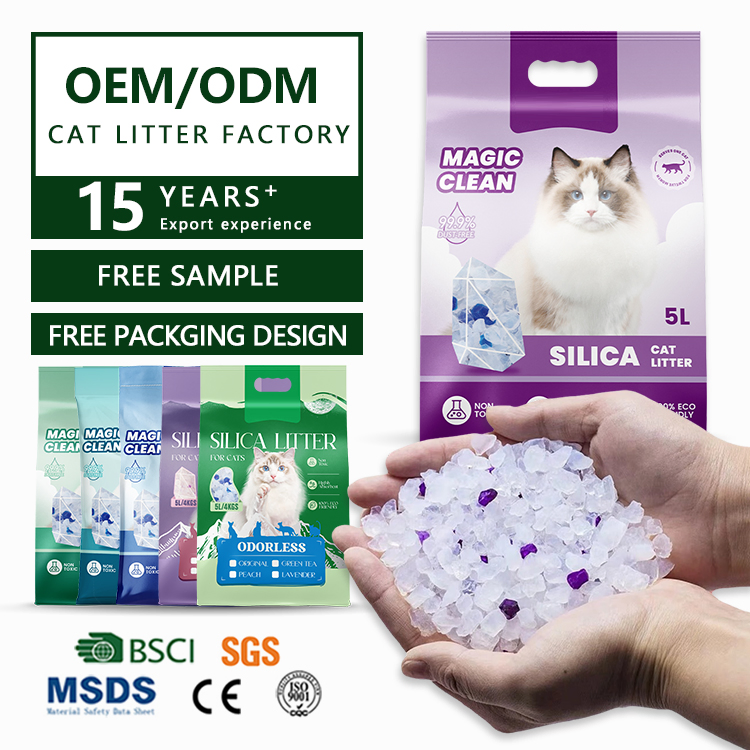Factory Price Antibacterial Odor Control Cat Sand Crystal Silica Cat Litter