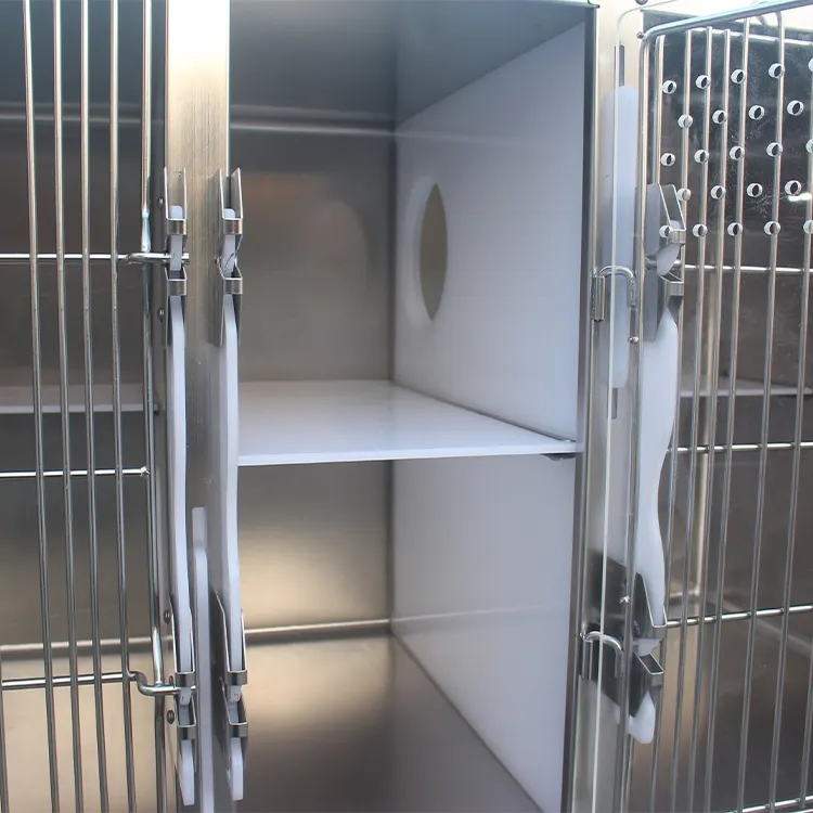 Veterinary Equipment 4 Spaces Cat Cage Pet Animal Contention Stainless Steel Cage