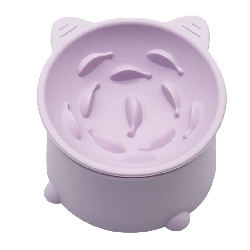 Adjustable Height Silicone Slow Feeder Dog Bowl