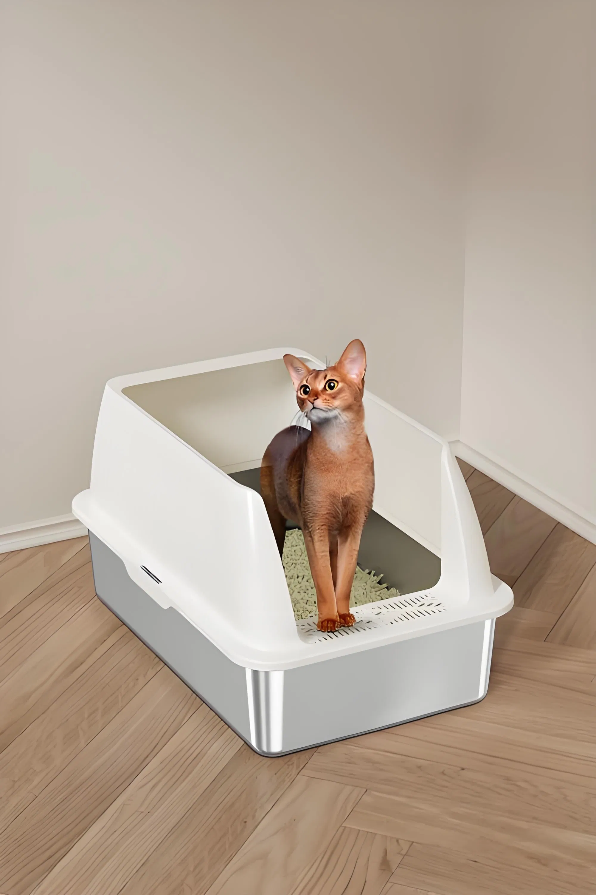 Multicats Litter Box in Square Design for Easy Maintenance