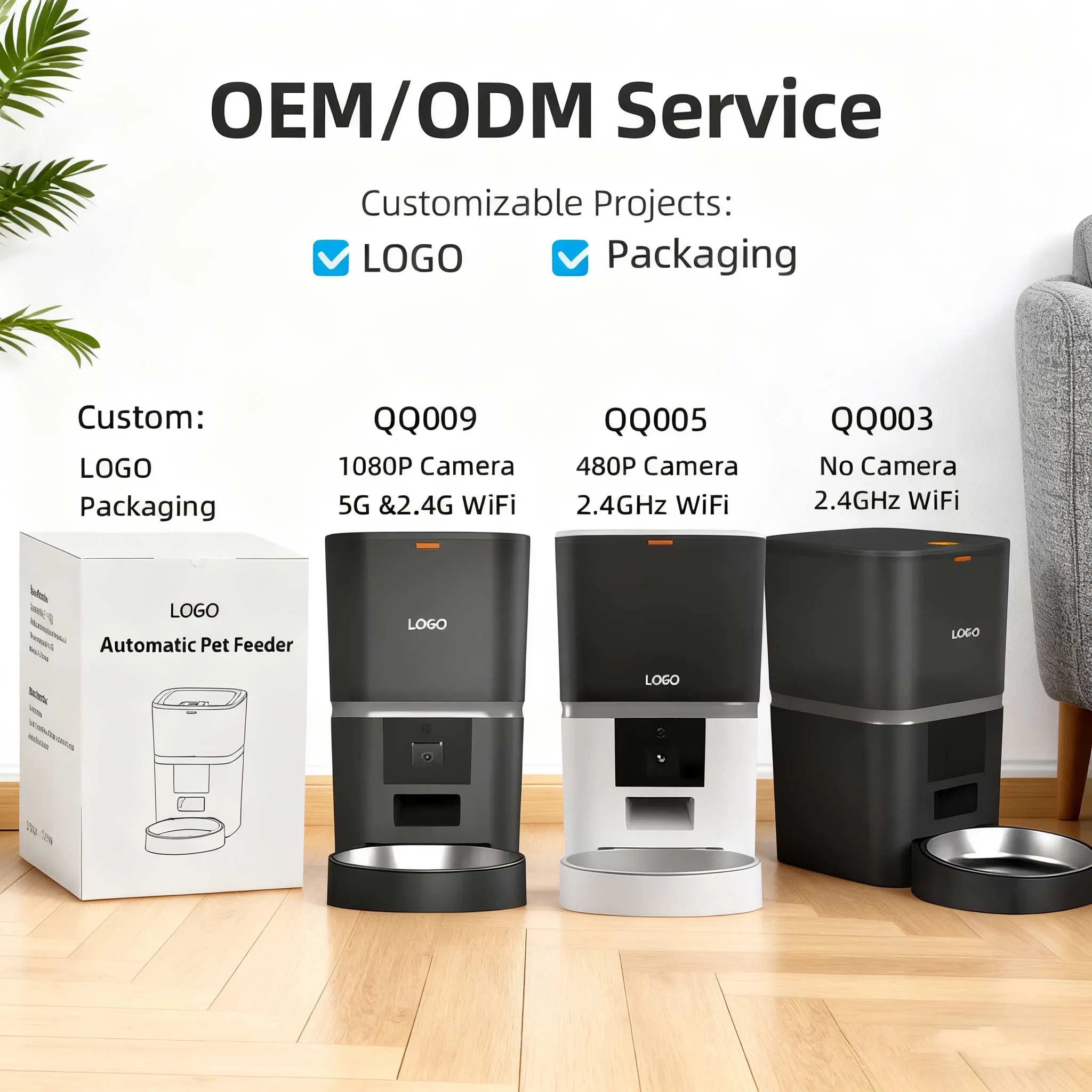 6L Tuya Smart WiFi Pet Cat Feeder with 1080P Camera - Voice, Single/Double Bowl, Anti-Clog &amp; Dual Power