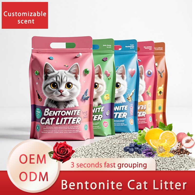 OEM/ODM Pet Accessories Pet Sand Bentonite Cat Litter Low Tracking Premium Low Dust Lightweight Cat Litter