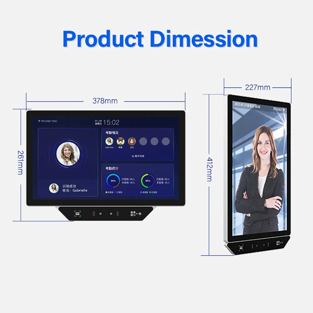 15.6 Inch Touch Screen Face ID Employee Security Face Recognition Biometric Access Control Time Attendance System for Office Building and Station
