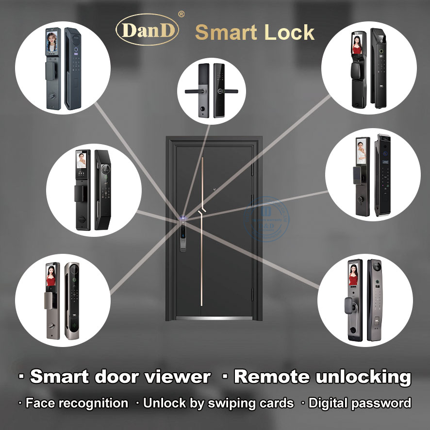 Wholesale Market Keypad Front Door Waterproof Biometric Innovative Fingerprint Handle Smart Electronic Keyless Card Digital Intelligent Hotel Door System Locks