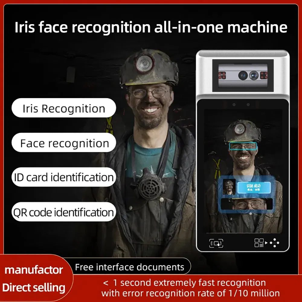 Iris Recognition Attendance Access Control Biometric Face Recognition with Qr Code and RFID for Mine and High Security Place