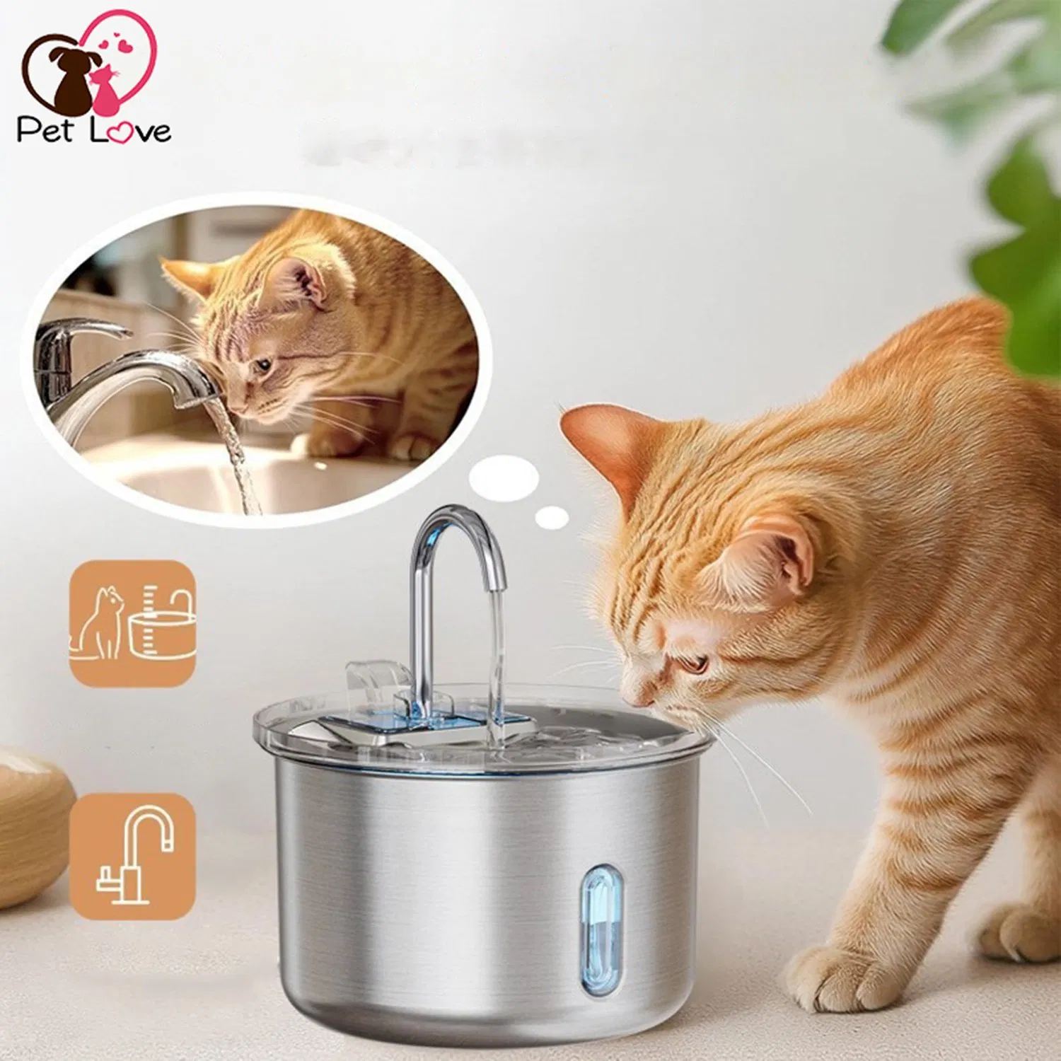 Stainless Steel Smart Cat and Dog Water Fountain Bebedero Para Gatos