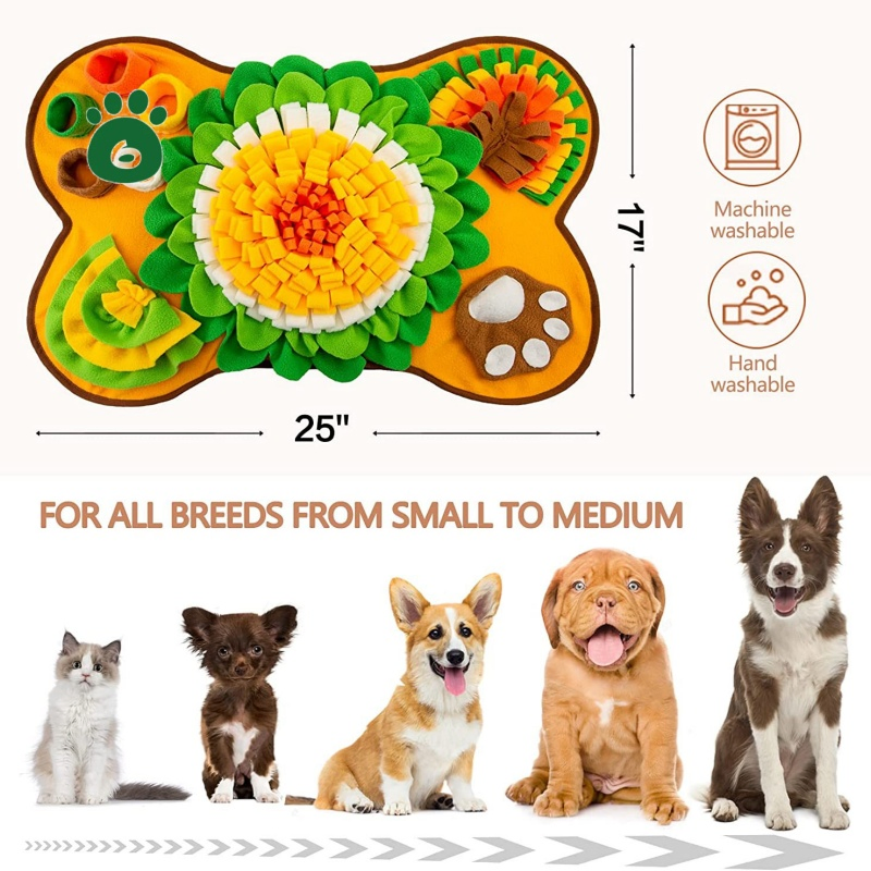 Dog Slow Feeding Snuffle Mat -Linen Fabric, 40×40cm/64×43cm, Customizable, MOQ 250PCS