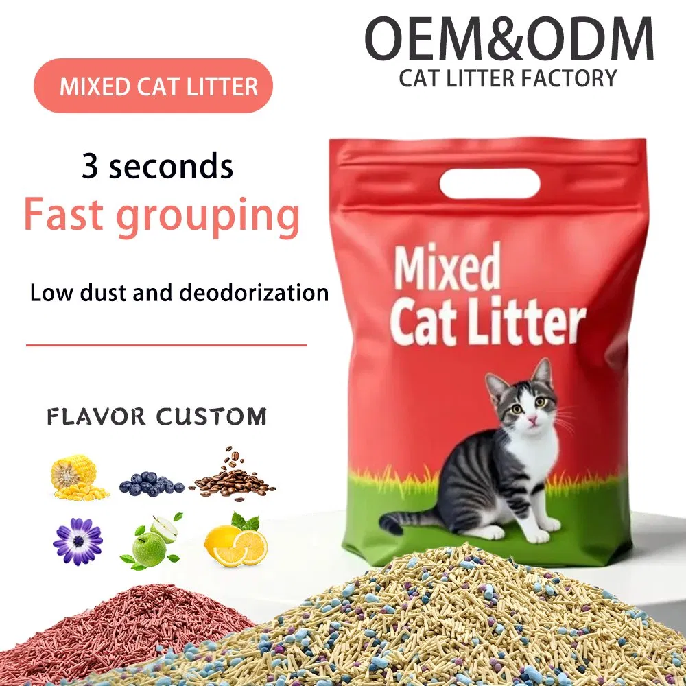 Cat Litter Manufacturer Made in China Natural Bentonite Tofu Mixed Cat Litter Easy to Clean Biodegradable Pure Natural Lavender Cat Litter