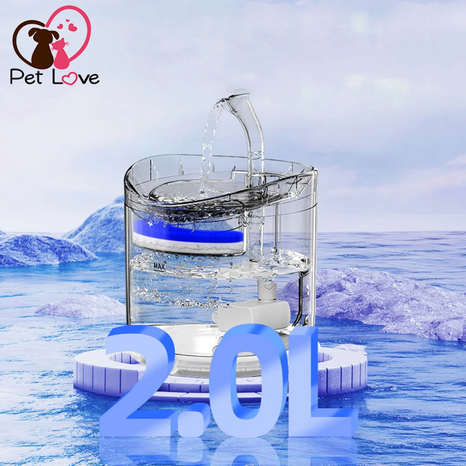 Wireless Rechargeable Smart Pet Water Fountain 2L Fuente De Agua Para Perros