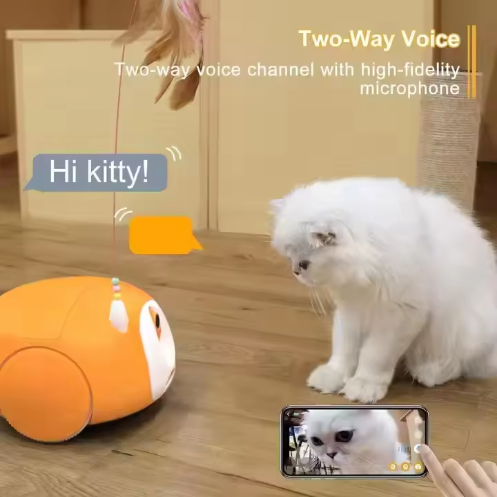 2025 New Automatic Turntable Rechargeable Electric Cat Toy with Feather Teaser