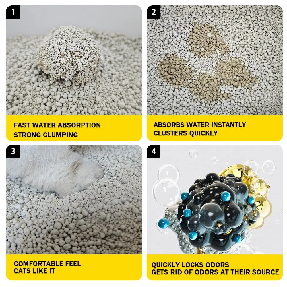 Cat Litter Factory Pet Supply Odorless Sustainable Lightweight Fast Clumping Cat Litter Sand 1-3.8mm Lemon Coffee Lavender White Bentonite Cat Litter