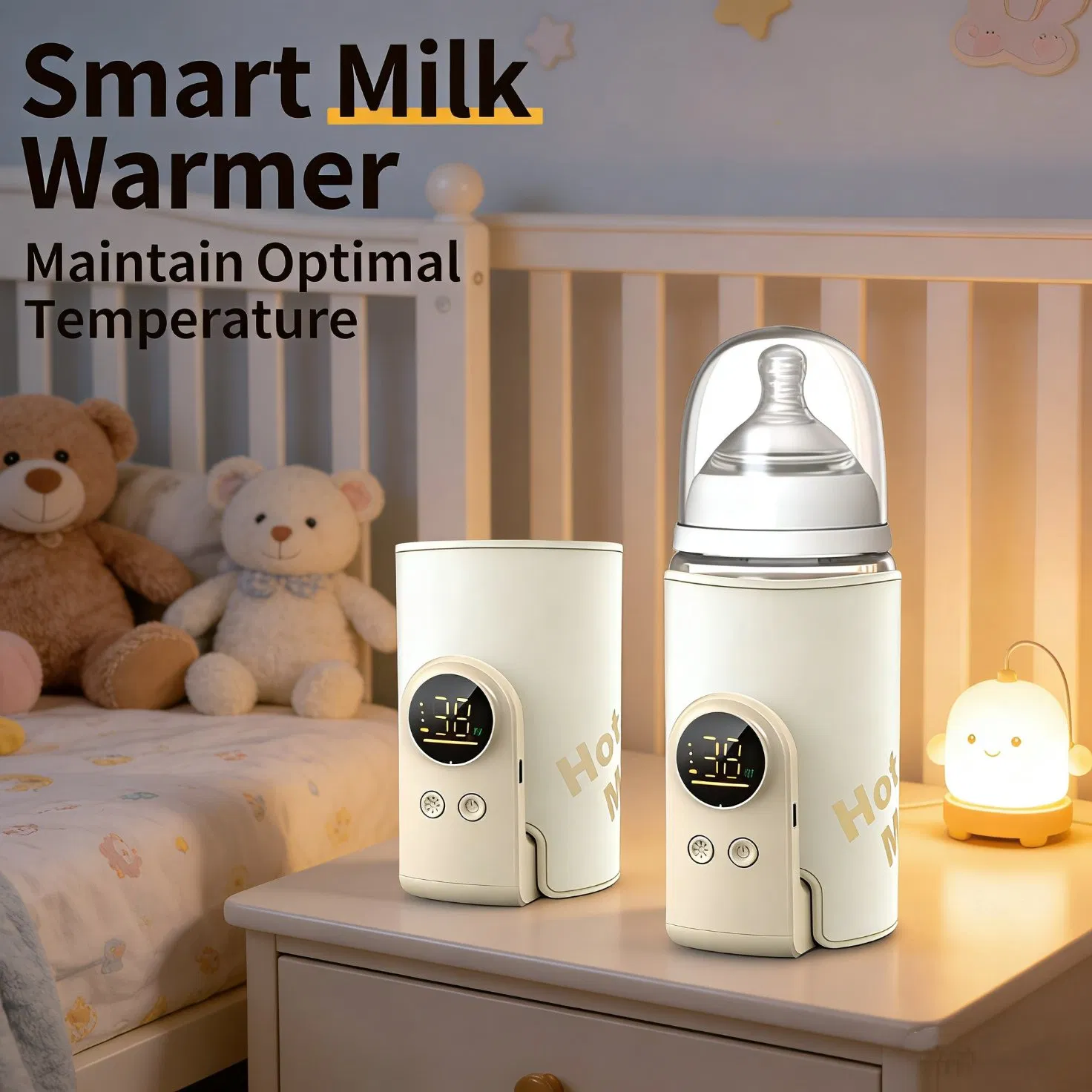 Electric Smart Milk Bottle Heater for Night Feeding with BPA-Free Material