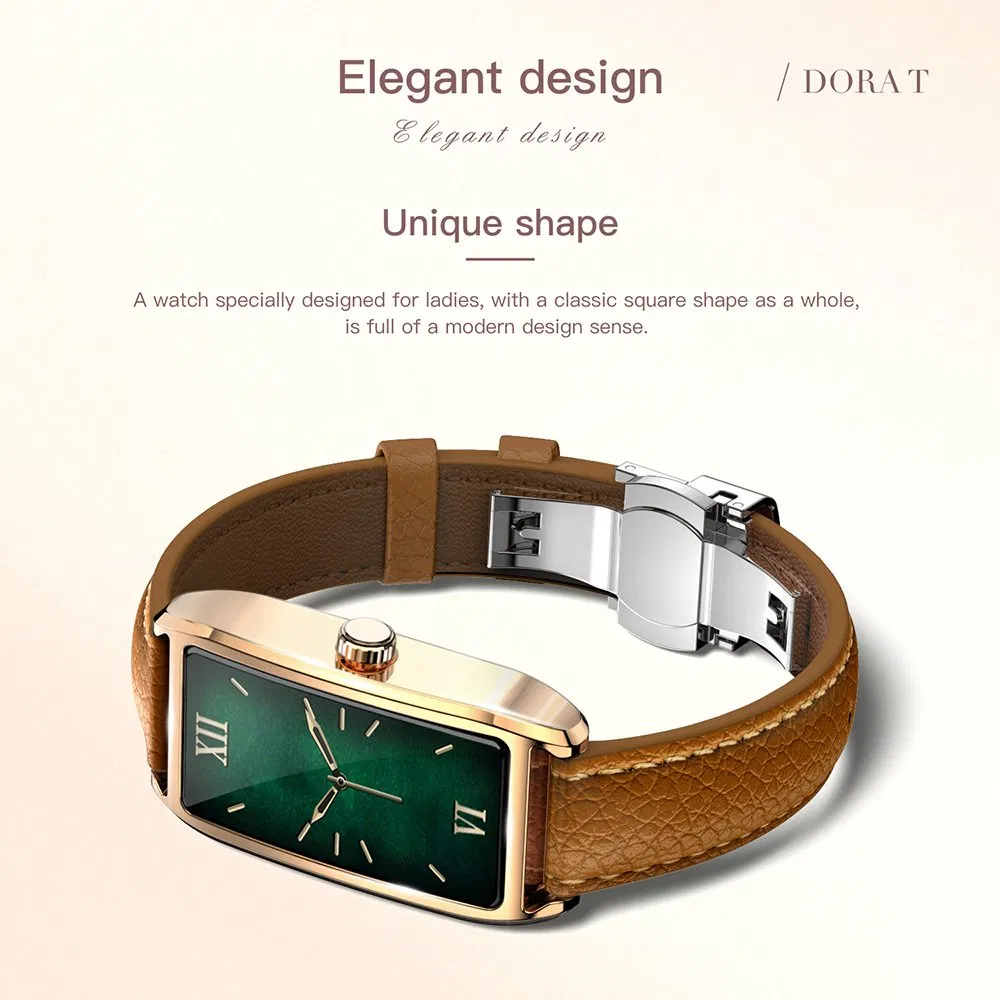 Dora T Smart Watch for Women Fitness Tracker IP68 Waterproof Heart Rate Monitor Smartwatch with Leather Band