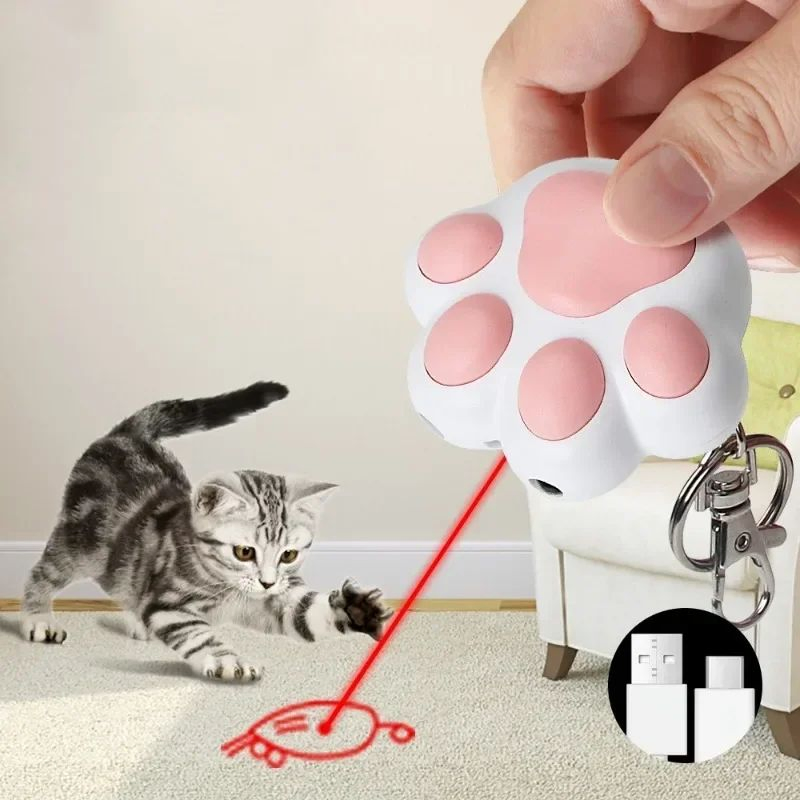 Pet Supply Cat Toys Interactive USB Rechargeable Multifunctional Key Chain Pet Laser Toy for Cats Interactive Funny Kitten Training Laser