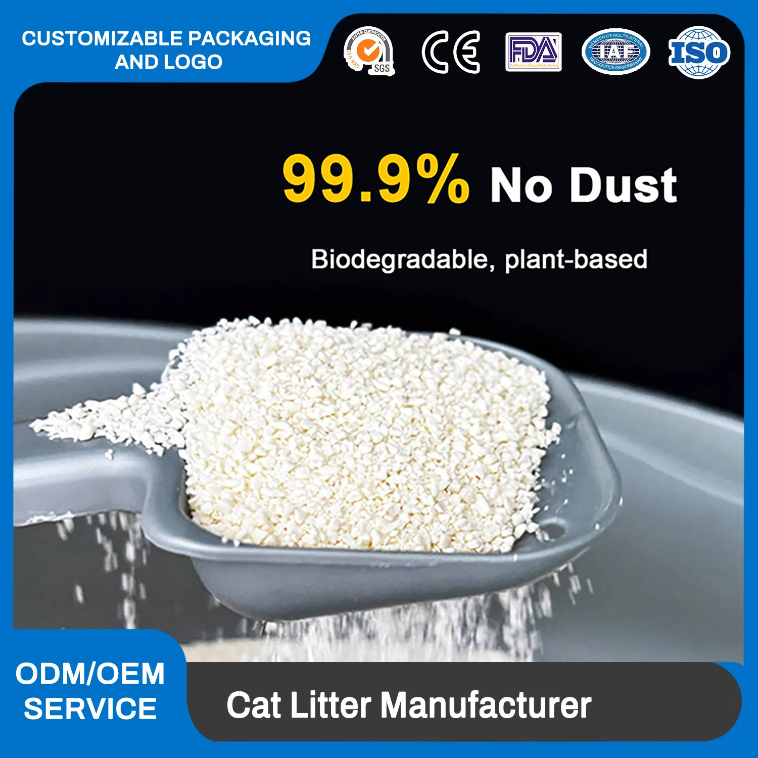 Odor Control Natural Ingredients High Absorption Cassava Cat Litter Manufacturer Supplier Premium Cassava Cat Litter