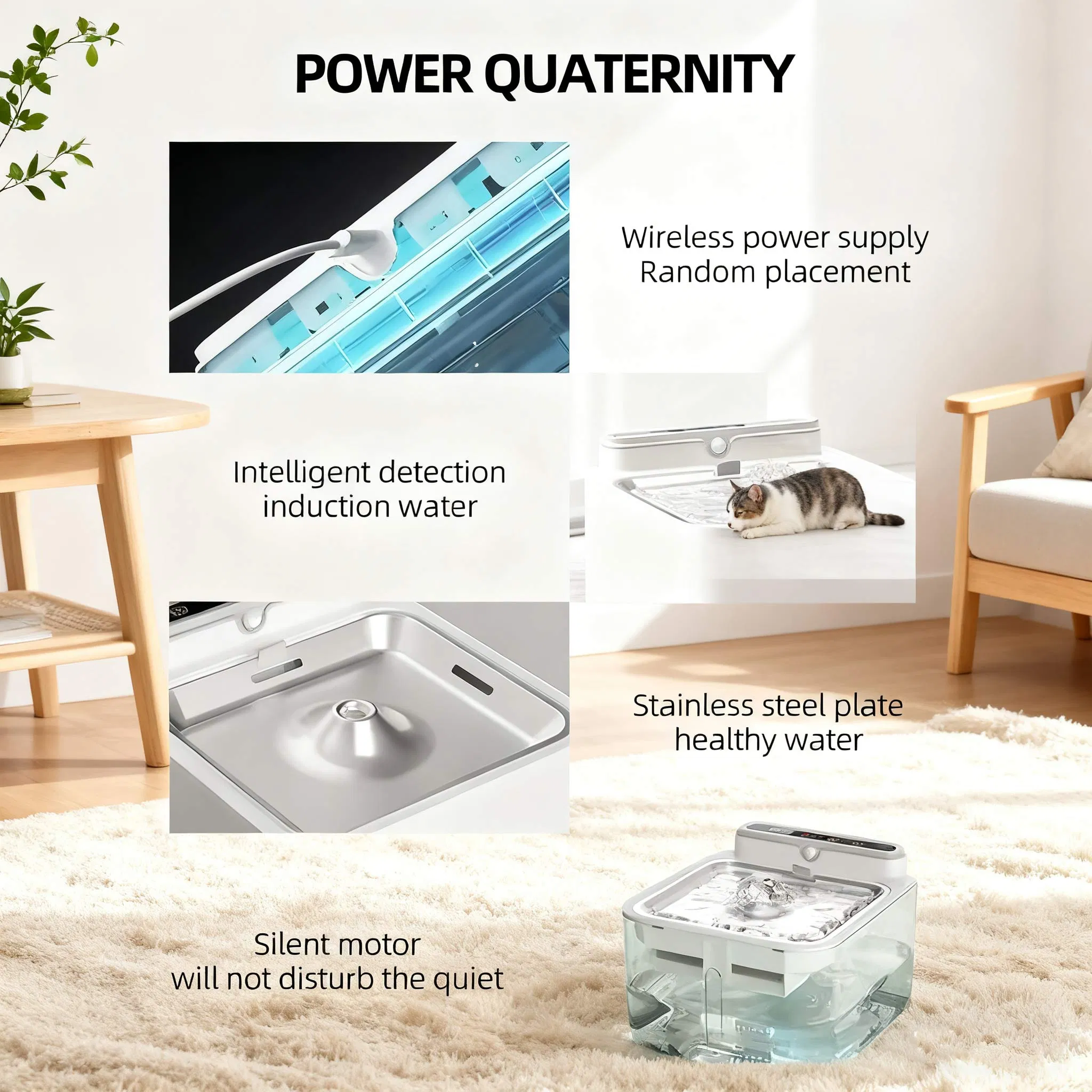 Tuya Smart Pet Water Bowl Dispenser Fountain 2L Automatic Pet Drinking - IR Sensor, Dual-Flow, Ultra-Quiet &amp; Emergency Storage for Cats Dogs
