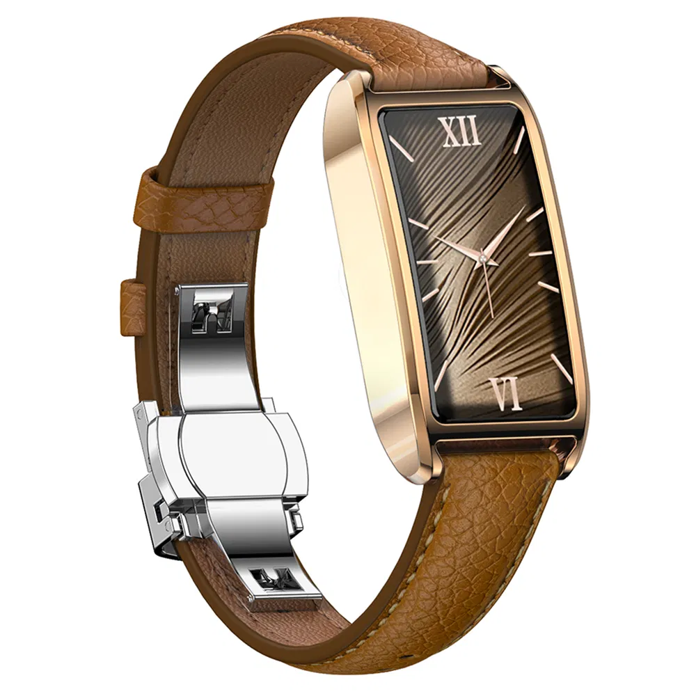 Dora T Smart Watch for Women Fitness Tracker IP68 Waterproof Heart Rate Monitor Smartwatch with Leather Band