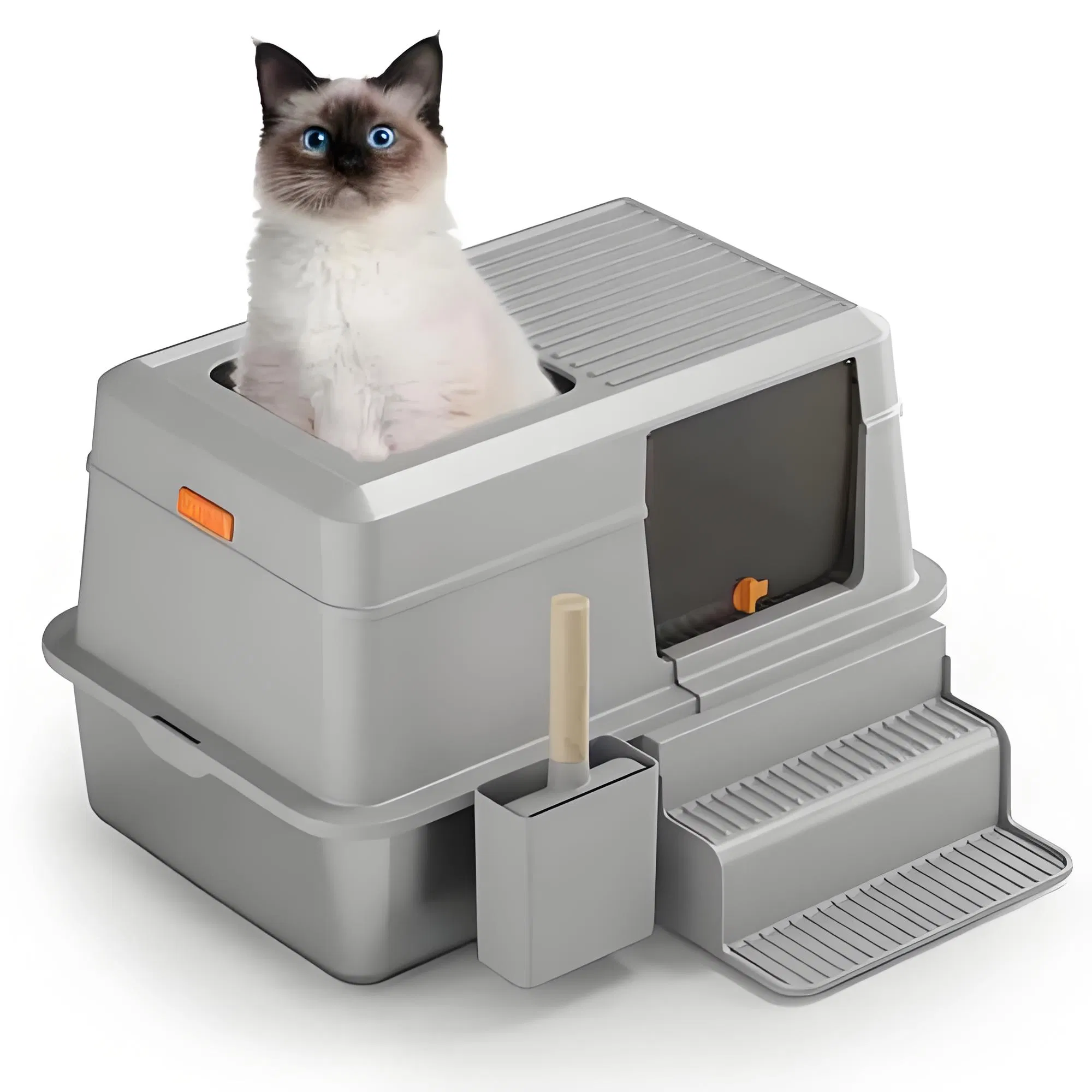 Multicats Litter Box in Square Design for Easy Maintenance