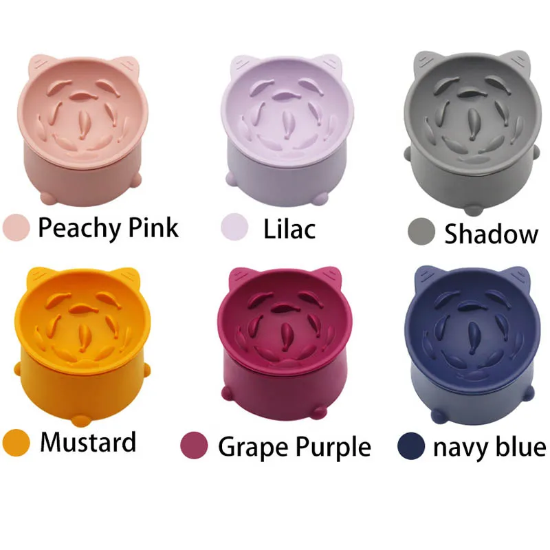 Adjustable Height Silicone Slow Feeder Dog Bowl