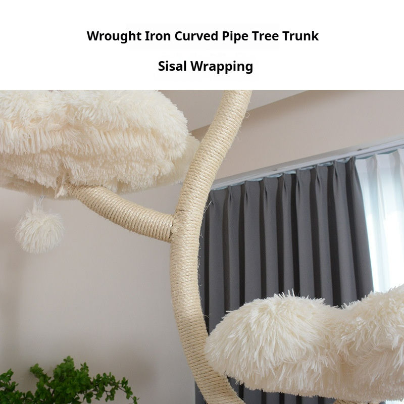 Luxury Cat Tree Tower Iron Petal Design Multi-Layered Cat Condo for Large Cats