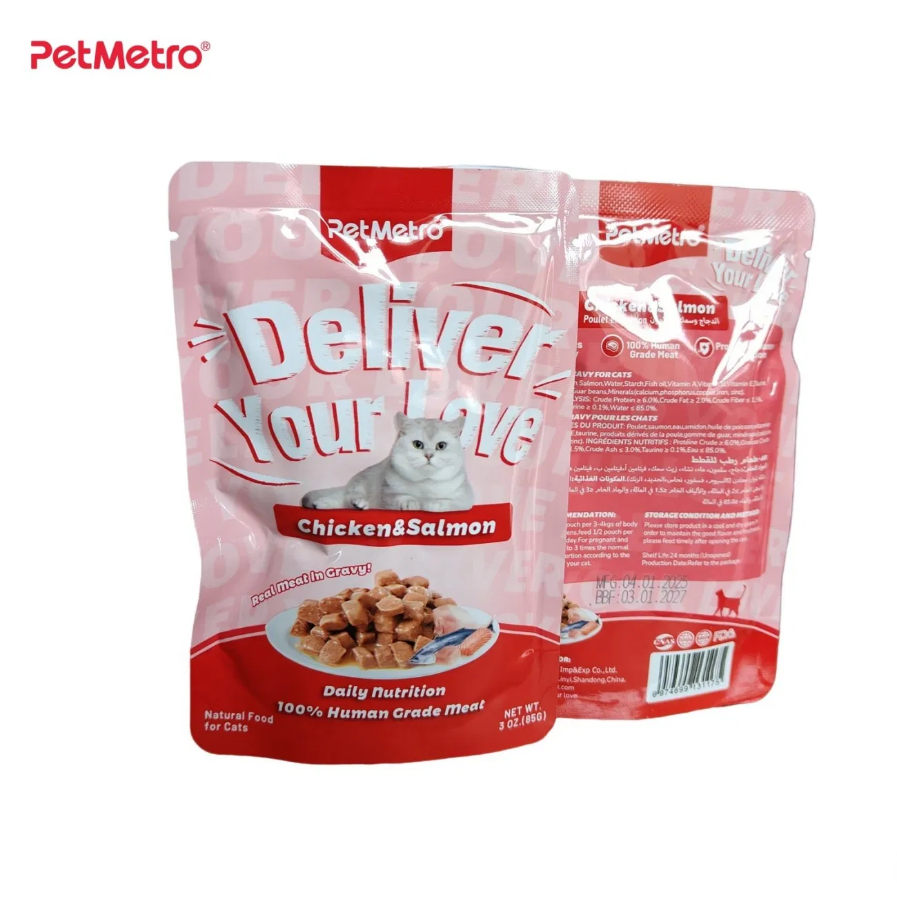 Functional Wet Cat Nutrition Meal for Daily Feeding Programs Chunk Gravy Pouch